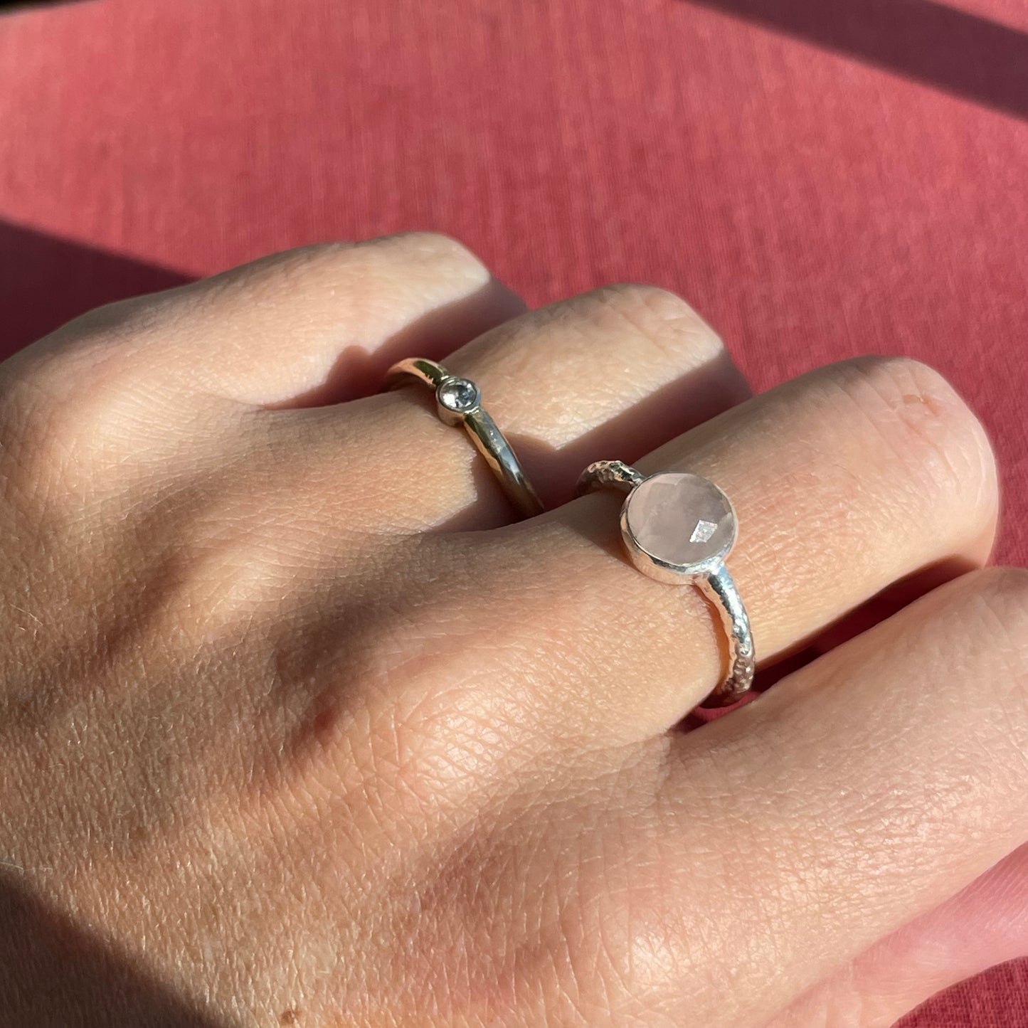 Rose Quartz Mini Silver