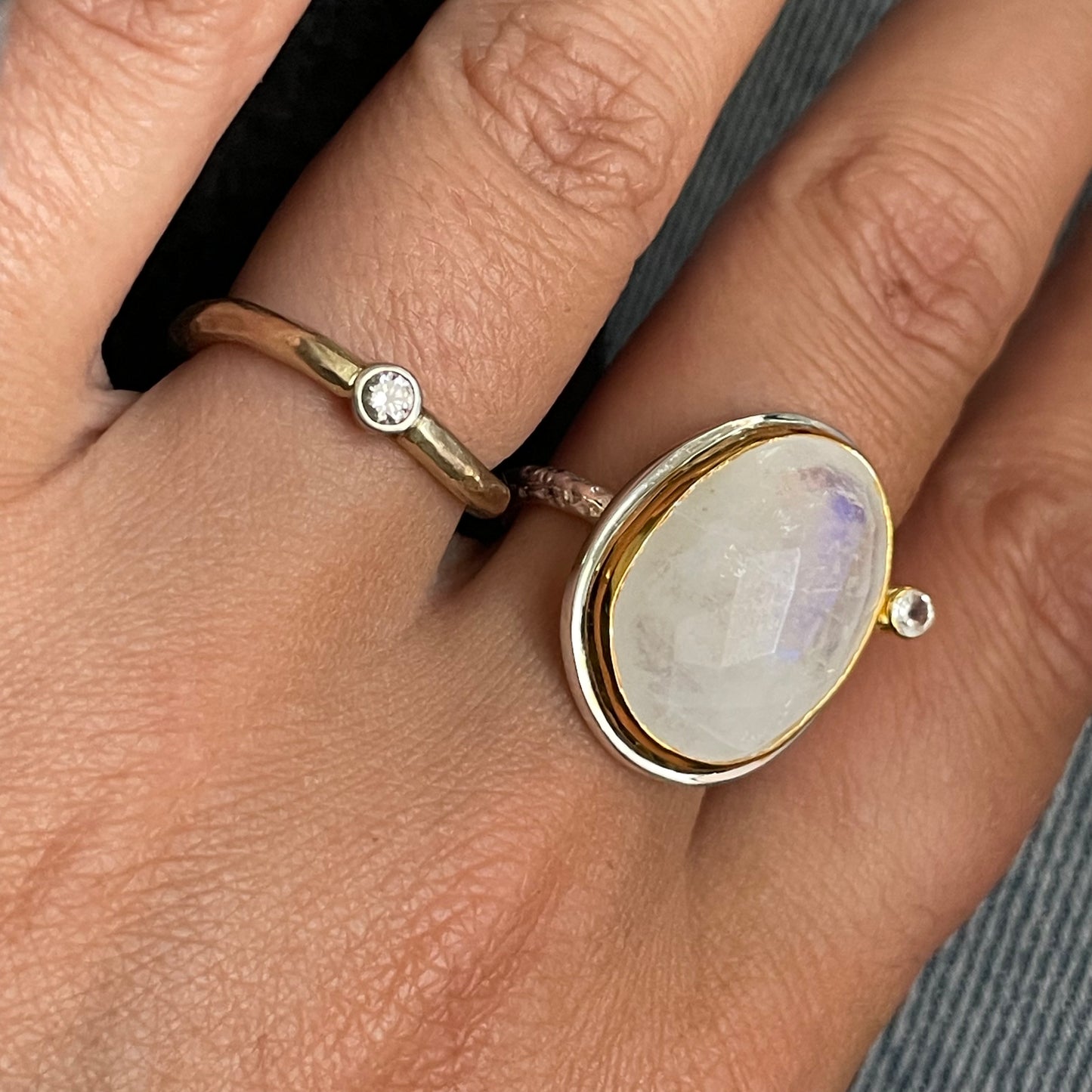 Rainbow Moonstone + White Topaz Classic