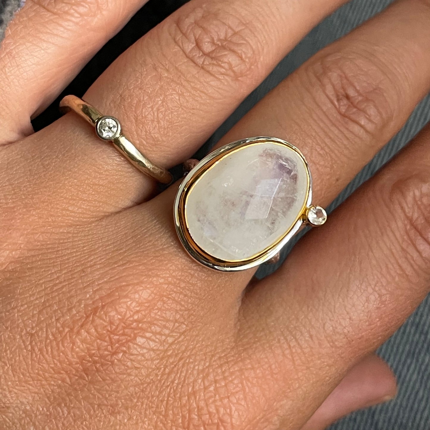 Rainbow Moonstone + White Topaz Classic