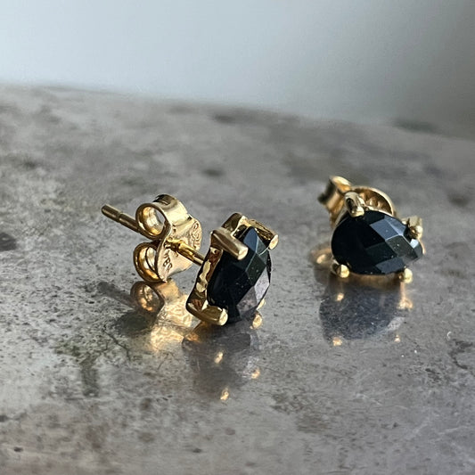 Black Onyx Studs Gold