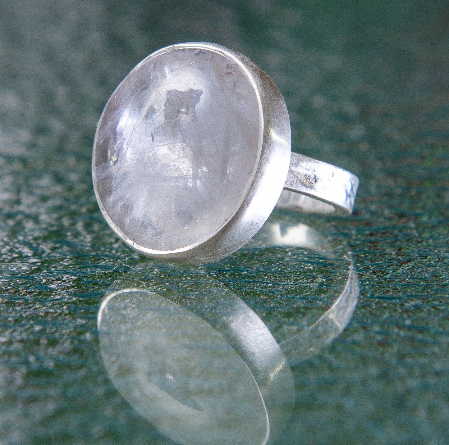 Cloudy Clear Quartz Maxi Flat Band