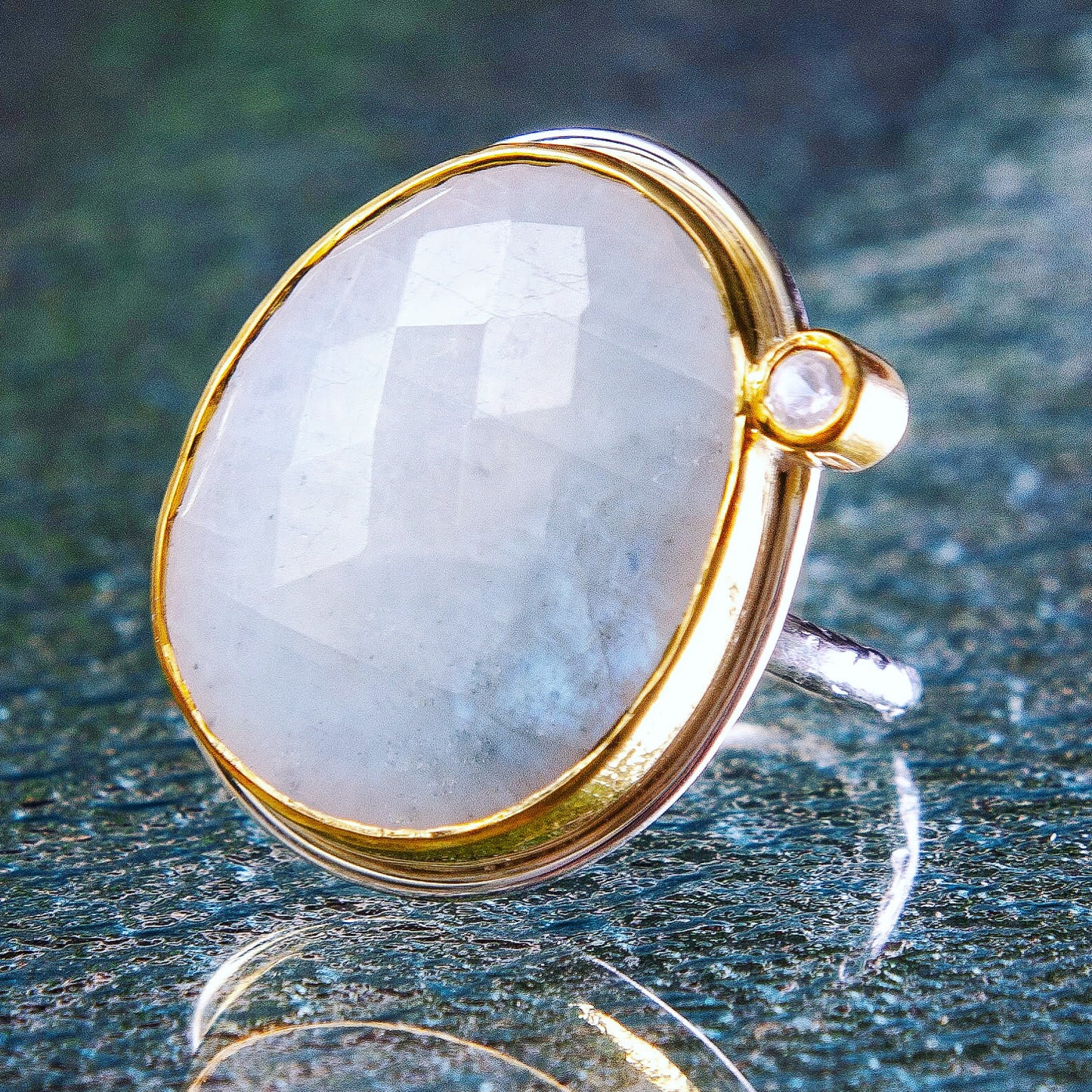 Rainbow Moonstone + White Topaz Classic