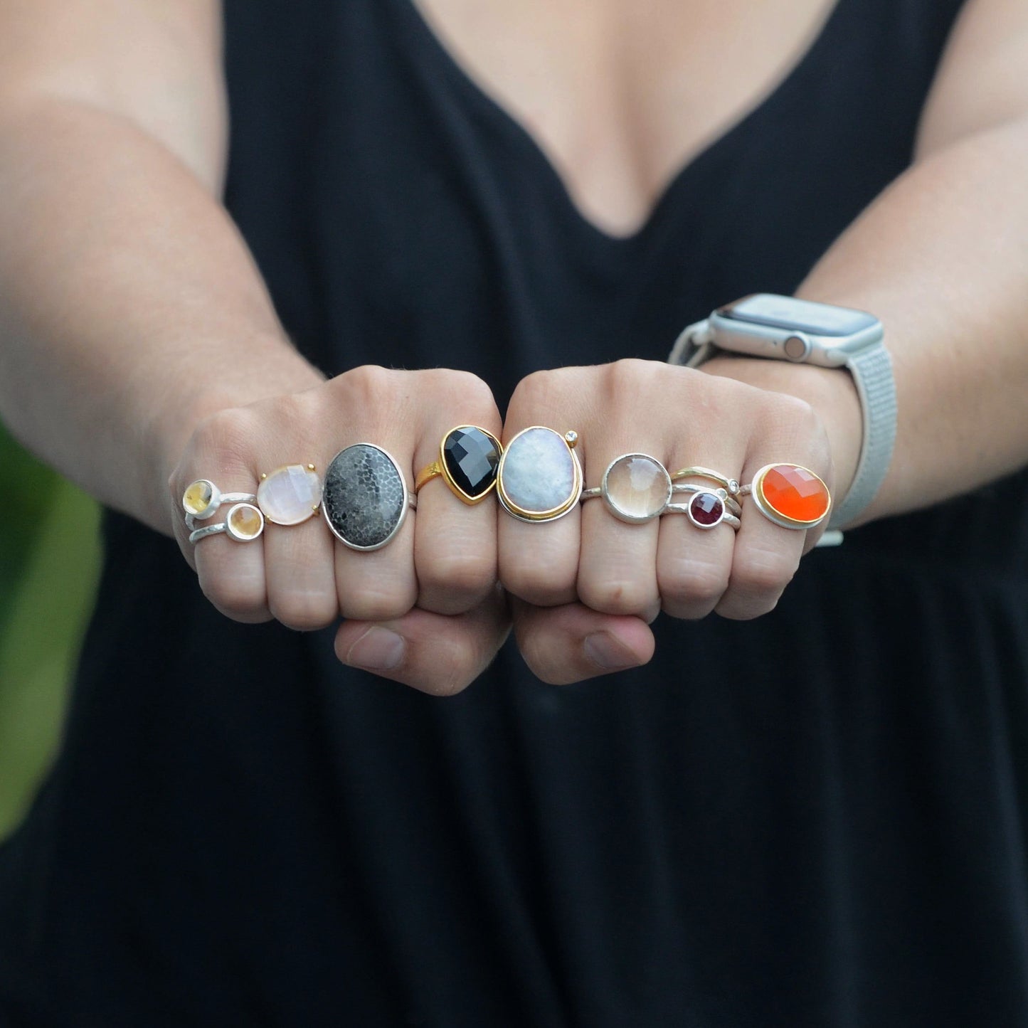 Rainbow Moonstone + White Topaz Classic