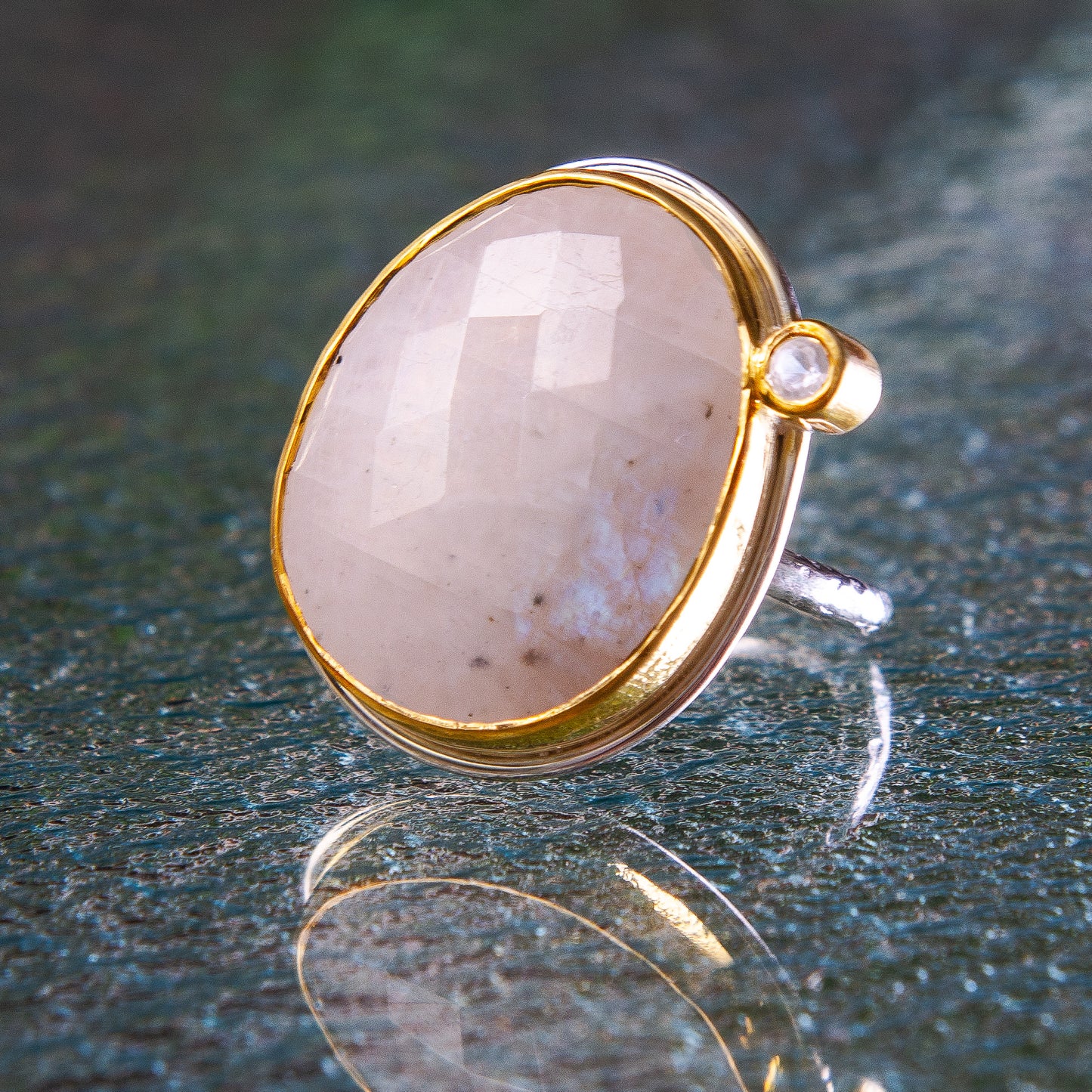 Rainbow Moonstone + White Topaz Classic