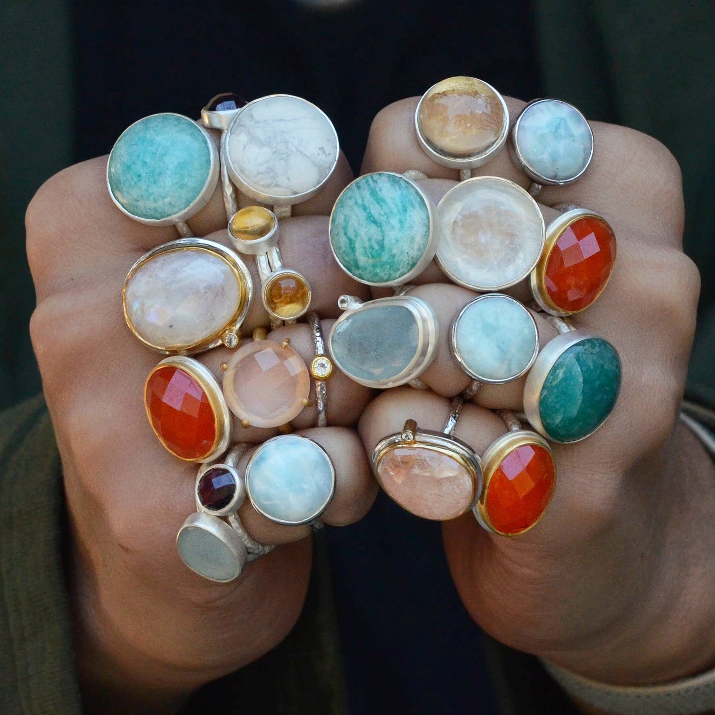 Rainbow Moonstone + White Topaz Classic