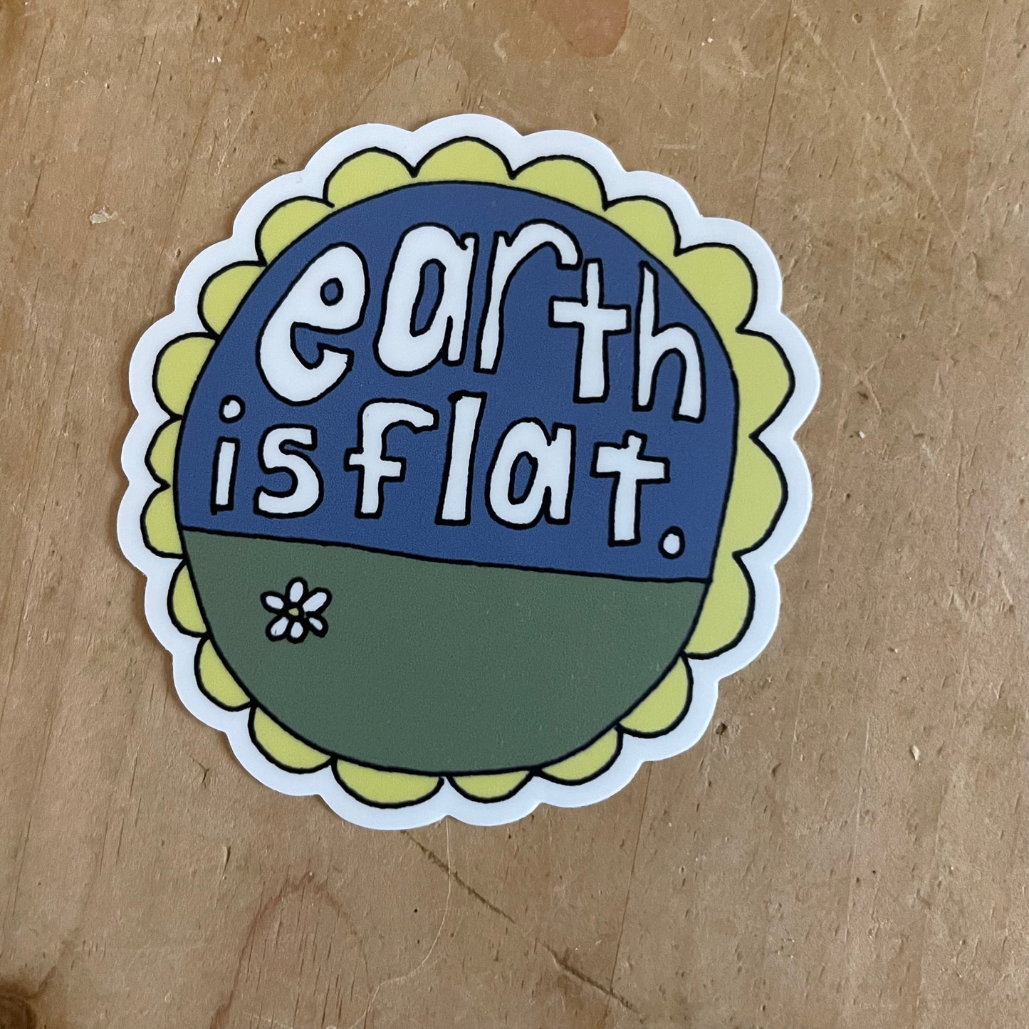Earth Is Flat Flower Sticker