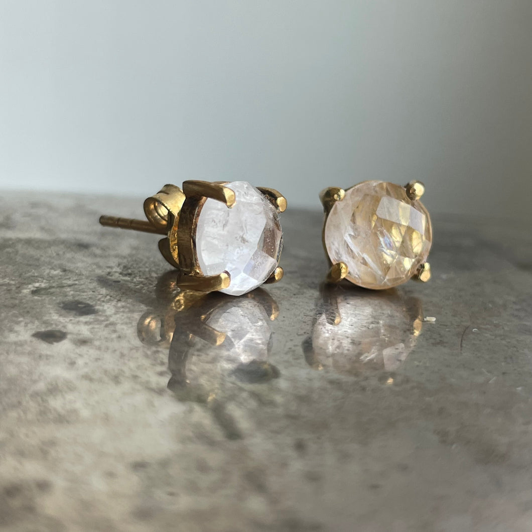 Clear Quartz Studs Gold