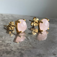 Load image into Gallery viewer, Rose Quartz Studs Gold
