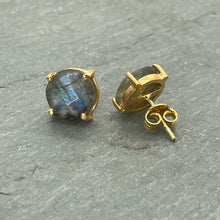 Load image into Gallery viewer, Labradorite Studs Gold