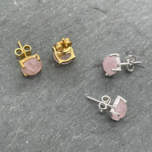 Load image into Gallery viewer, Rose Quartz Studs Gold